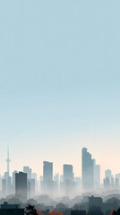Misty City Skyline at Dawn