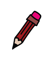Hand drawn pencil for handwriting. Stationery for school education writer. Isolated vector illustration