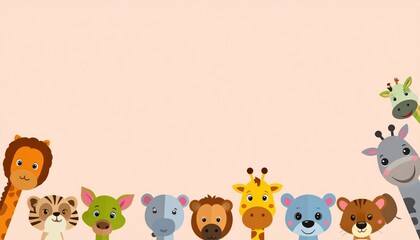 Cute animal heads border