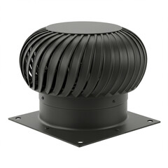 Black turbine ventilator on a clean white background for air circulation and ventilation systems