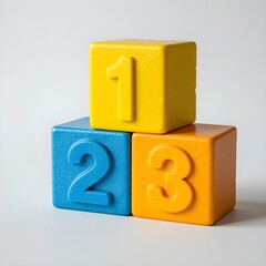 Blue yellow orange colorful cubes first second third number learning