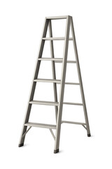 Metal ladder standing on transparent background