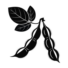 Soybean plant silhouette with leaves and pods vector illustration