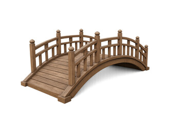 Wooden bridge crossing a transparent background, perfect for composition