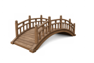 Wooden bridge crossing a transparent background, perfect for composition