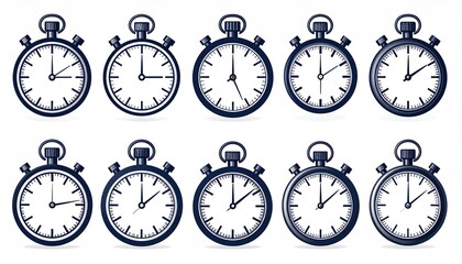 Set of various stopwatches