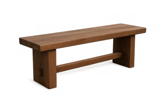 Modern wooden bench isolated on transparent background