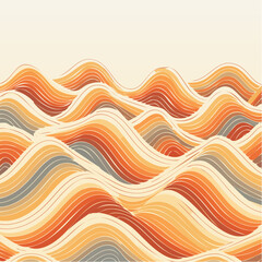 Abstract background with stylized rolling ocean waves in a warm orange and yellow color palette.