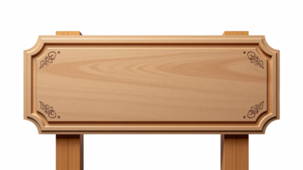 Wooden sign blank decorative edges natural finish smooth surface customizable rustic style signage craft woodwork empty space design template