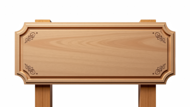 Wooden sign blank decorative edges natural finish smooth surface customizable rustic style signage craft woodwork empty space design template