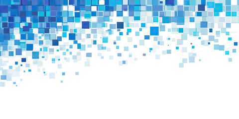 Abstract graphic design with blue and white squares on black background