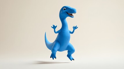 Obraz premium Blue dinosaur leaping in the air.