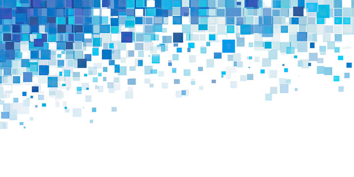 Abstract graphic design with blue and white squares on black background