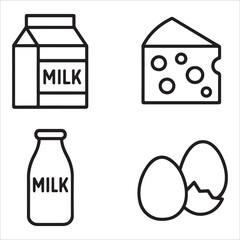 Dairy products icon set with milk pack vector illustration design symbols