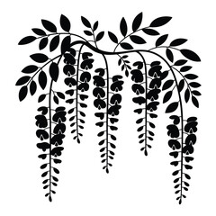 Black and White Wisteria Silhouette