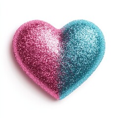 Fototapeta premium Pink and Blue Glitter Heart, Valentine's Day Decor, Sparkle Heart, Glitter