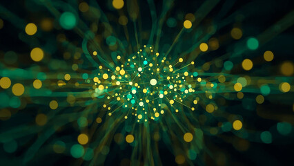 Neural flow network analytics innovation in an abstract futuristic setting with different streams.