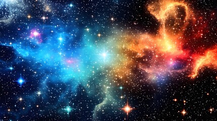 Obraz premium Cosmic Nebula Space Background Blue Red Orange Stars