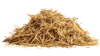 A pile of golden hay isolated on black background