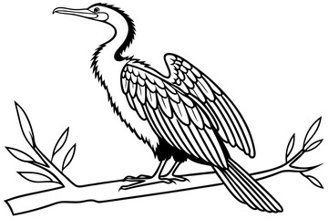 Obraz premium coloring page line art the anhinga black vector