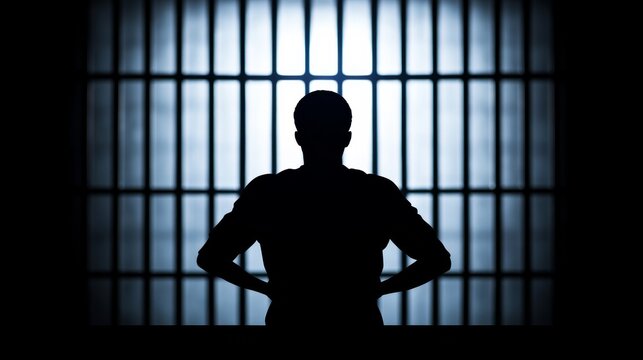 Silhouette of Person Behind Bars Confinement and Imprisonment, Incarceration, Prison