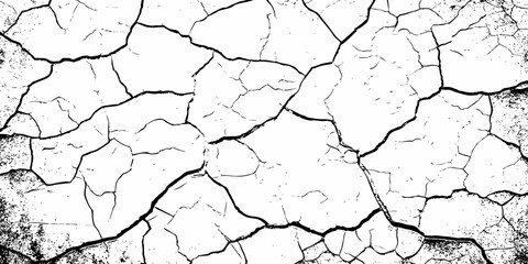 modern black and white scratch and cracks grunge texture dust and distressed wall pattern white background..

