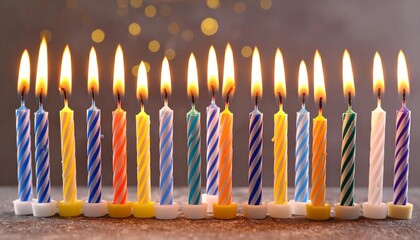 Bright candles lit for celebration create a festive and cheerful atmosphere perfect for birthdays