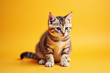 Obraz premium Adorable Young Brown Tabby Kitten Studio Photograph ai generated
