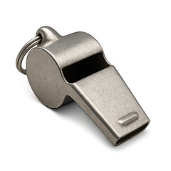 Classic metal whistle isolated on transparent background