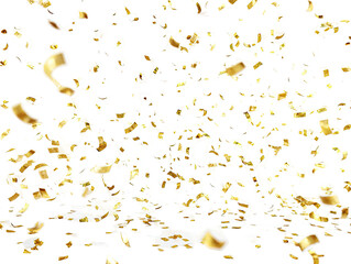 Abstract explosion of gold confetti.  A chaotic, textured splatter of gold pieces, appearing like a burst or spray