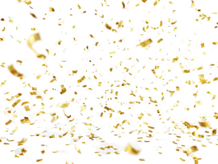 Abstract explosion of gold confetti.  A chaotic, textured splatter of gold pieces, appearing like a burst or spray