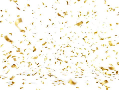 Abstract explosion of gold confetti. A chaotic, textured splatter of gold pieces, appearing like a burst or spray