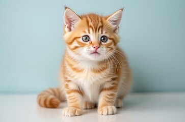 Obraz premium Beautiful Fluffy Orange Kitten Pet Portrait ai generated