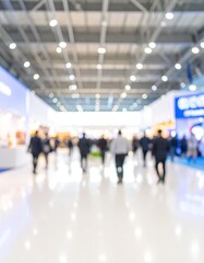 Blurry exhibition hall interior
