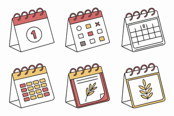 Fototapeta premium Set of six colorful desk calendars with different designs