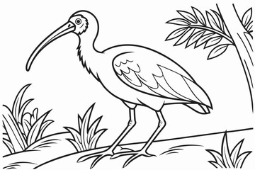coloring page line art the ibis black vector