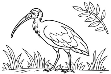 coloring page line art the ibis black vector