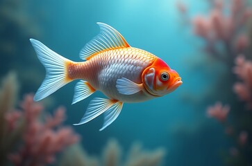 Bright Orange Fish Closeup Ocean Reef Environment ai generated