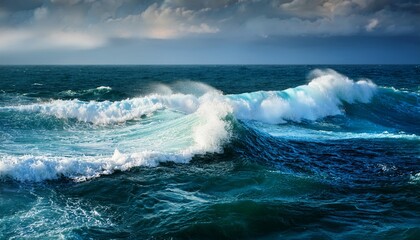 Fototapeta premium beautiful big sea waves with foam in the black sea