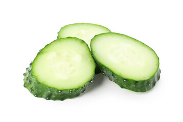 Slices of fresh cucumber isolated on white