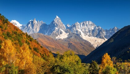 svaneti mestia georgia september 29 2024 majestic ushba mountain landscape under clear blue sky