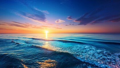 vibrant sunrise seascape abstract coastal wallpaper with blue sky and sea