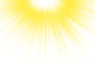Radiant Yellow Sun Rays, Top Center Sunburst Light Effect with Sharp Spikes, Isolated on Transparent Background for Energetic Design and Creative Art