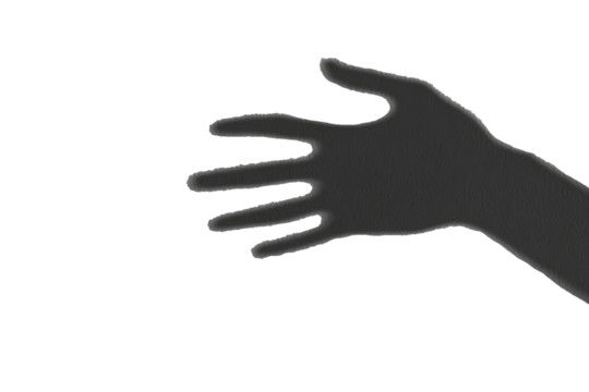 Silhouetted outstretched hand