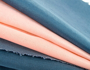 Close-up of Folded Fabric Swatches in Pink and Blue Hues