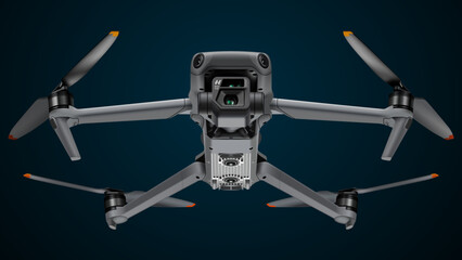 Drone Template: fully editable vector illustration of a professional drone. High definition 4K professional camera, Drone vector graphics, Editable drome vector, Editable drone graphic
