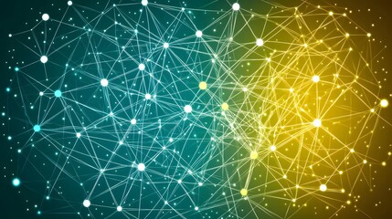 Abstract Network Connection Green Yellow Nodes Lines