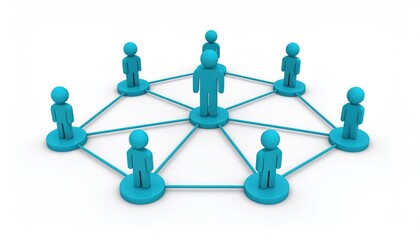 Teal figures connected in a network