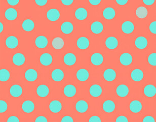 Coral Background with Aqua Polka Dots Pattern