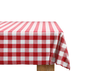 Red and white checkered tablecloth on a wooden table (2)